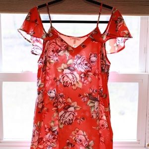 Monteau Floral Cold Shoulder Dress